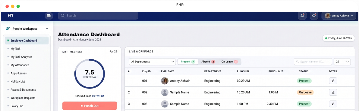HRMS Platform Dashboard